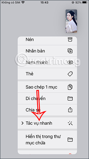 Tác vụ nhanh trên iPhone