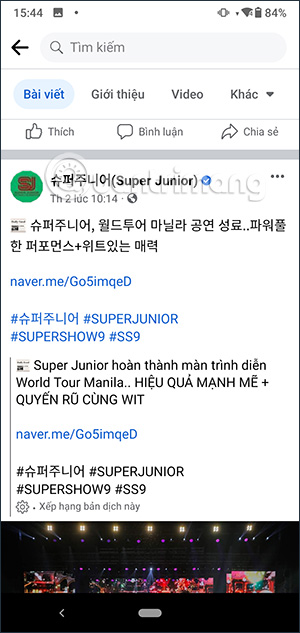 Nội dung bản dịch trên Facebook