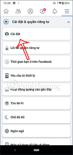 Cài đặt trên Facebook