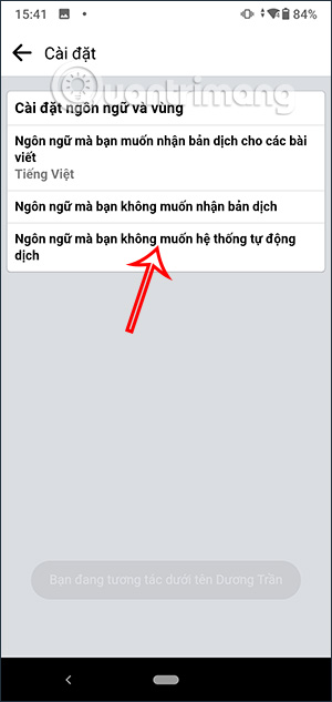 Ngôn ngữ không dịch tự động trên Facebook