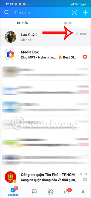 Cuộc trò chuyện Zalo đã ghim