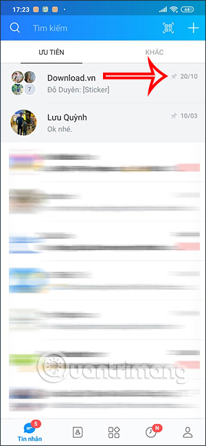 Nhóm chat Zalo đã ghim