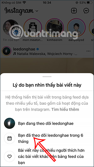 Thời gian theo dõi tài khoản Instagram