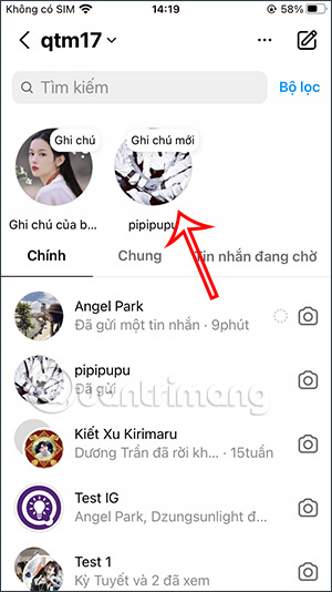 Ghi chú Instagram từ người khác