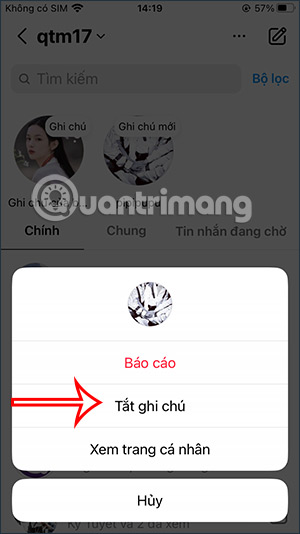 Tắt ghi chú Instagram từ người khác