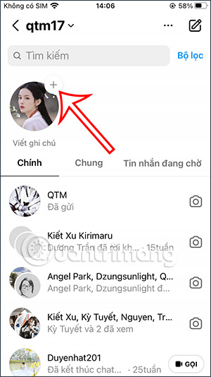 Viết ghi chú Instagram