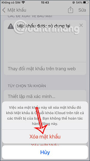 Xóa mật khẩu đã lưu trên iPhone