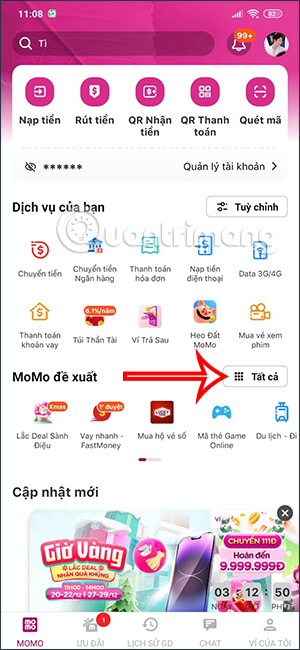 Dịch vụ MoMo đề xuất