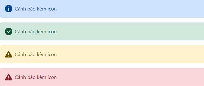 Cảnh báo kèm icon được tạo bằng Bootstrap