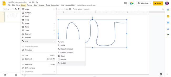 Công cụ Scribble trong Google Slides