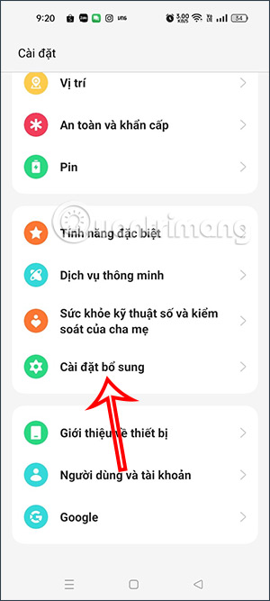 Cài đặt hệ thống trên Oppo