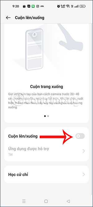 Cử chỉ cuộn lên cuộn xuống trên điện thoại
