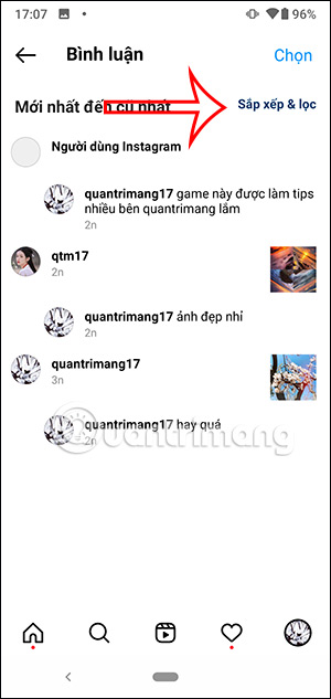 Lọc bình luận Instagram