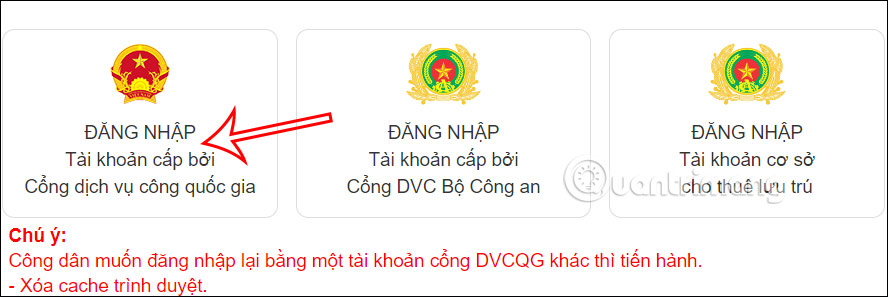 Tài khoản đăng nhập cổng thông tin cư trú 