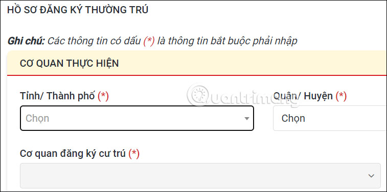Hồ sơ đăng ký thông tin về cư trú