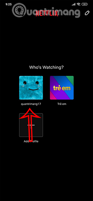 Nhấn chọn hồ sơ Netflix