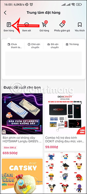 Truy cập Đơn hàng trên TikTok Shop