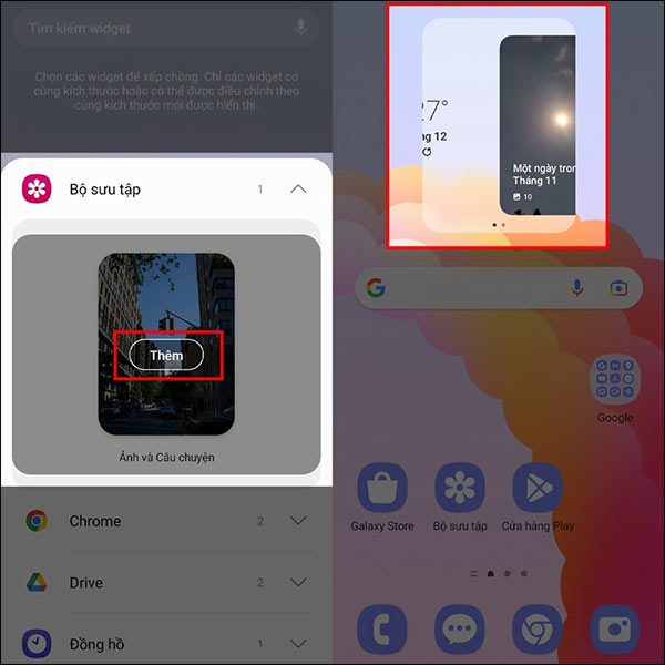 Chồng widget trên Android