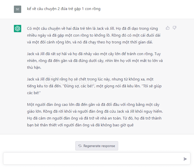 ChatGPT viết câu chuyện về hai đứa trẻ gặp rồng
