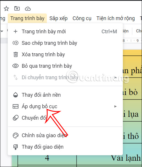 Chọn bố cục cho Google Slides