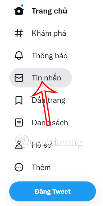 Tin nhắn trên Twitter PC