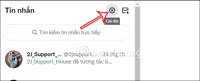 Cài đặt tin nhắn trên Twitter PC