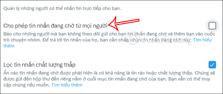 Tắt nhận tin nhắn từ người lạ trên Twitter PC