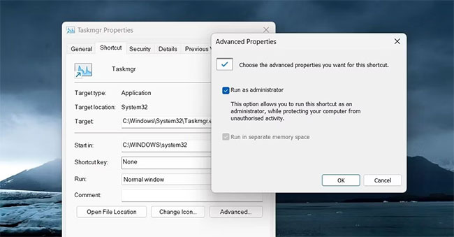 Tạo shortcut mở Task Manager