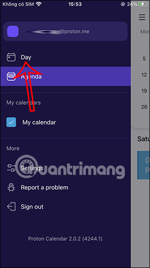 Menu điều chỉnh Proton Calendar