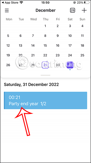 Chọn sự kiện đã tạo trên Proton Calendar