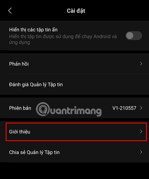 Tắt quảng cáo từ ứng dụng Quản lý Tập tin