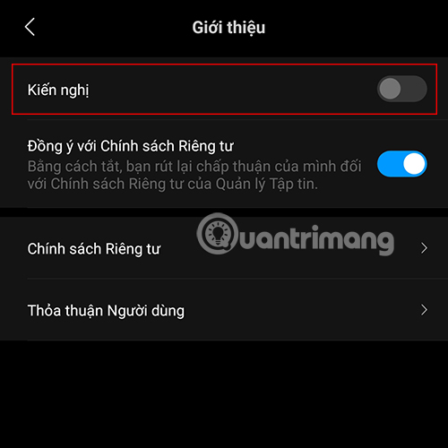 Tắt quảng cáo từ ứng dụng Quản lý Tập tin