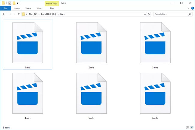 File MTS trong Windows 10