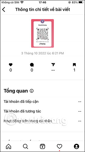 Thông tin tiếp cận bài đăng Instagram