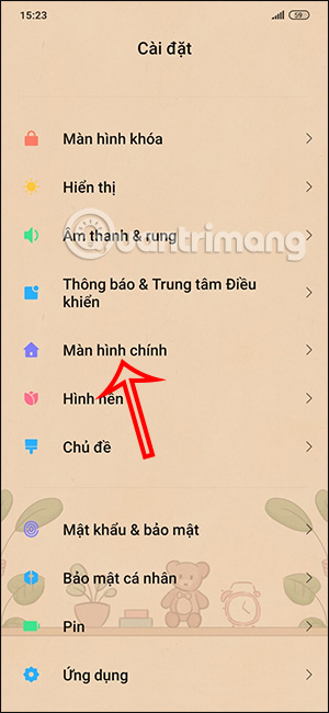 Màn hình chính trên điện thoại Xiaomi