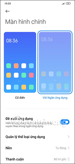 Kiểu ngăn xếp ứng dụng trên Xiaomi