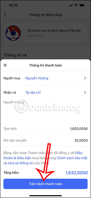 Thanh toán vé AFF Cup