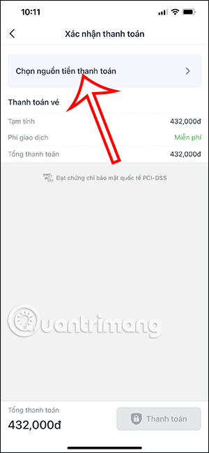 Đổi nguồn tiền thanh toán
