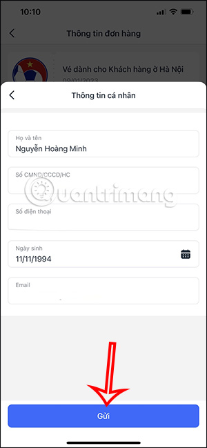 Nhập thông tin người mua vé