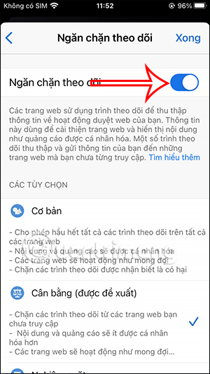 Bật ngăn chặn theo dõi trên Microsoft Edge
