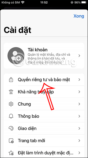 Quyền riêng tư và bảo mật Microsoft Edge điện thoại