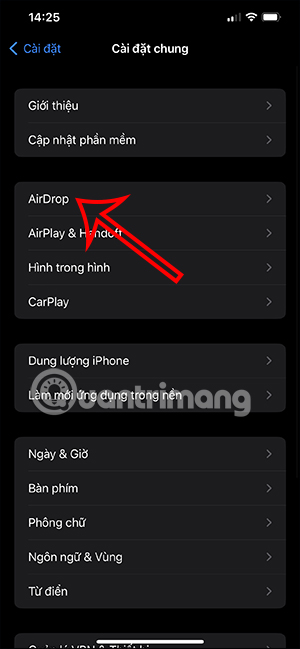 Chỉnh AirDrop trên iPhone 