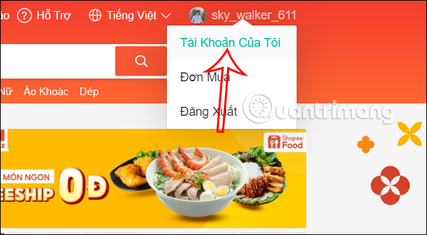 Thông tin tài khoản Shopee