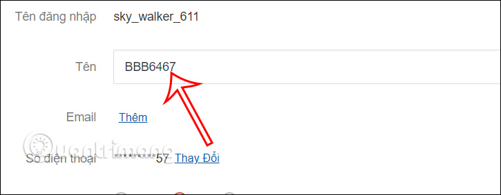 Điền tên tài khoản Shopee