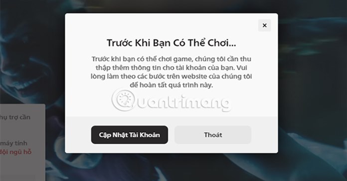 Hướng dẫn cập nhật thông tin tài khoản LMHT VNG mới