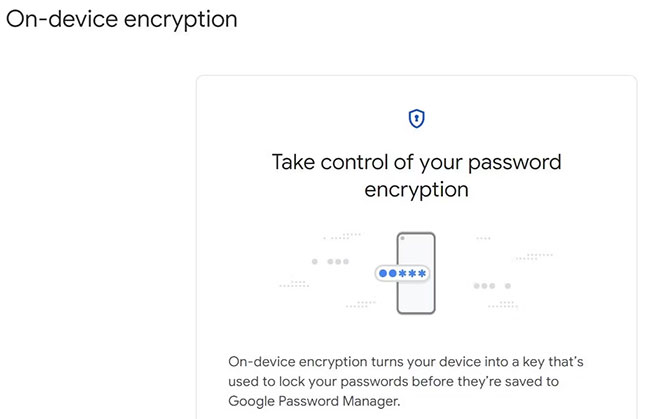 On-device encryption feature