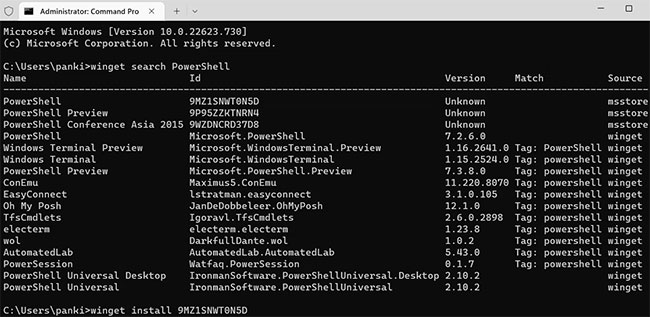 Cài đặt hoặc cập nhật PowerShell thông qua lệnh Winget