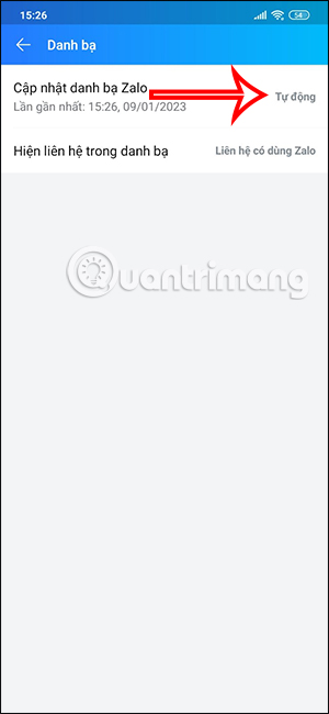 Cập nhật Danh bạ trên Zalo