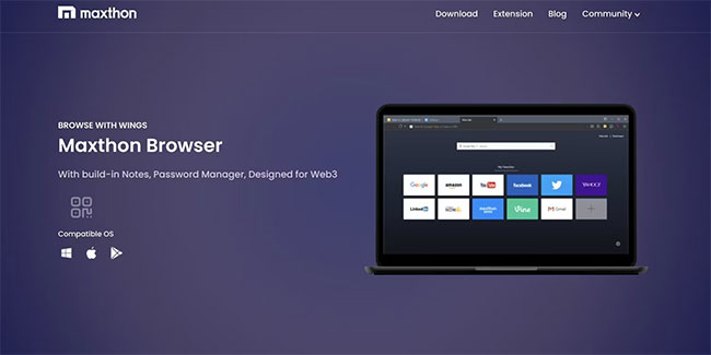 Trang chủ website Maxthon