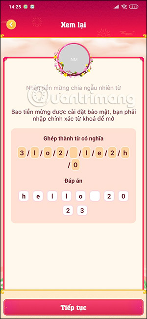 Gửi tiền mừng lì xì trên MoMo